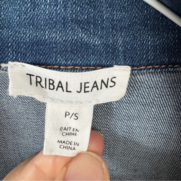 Tribal Jeans- denim jacket slight puff sleeve size S - Picture 3 of 9